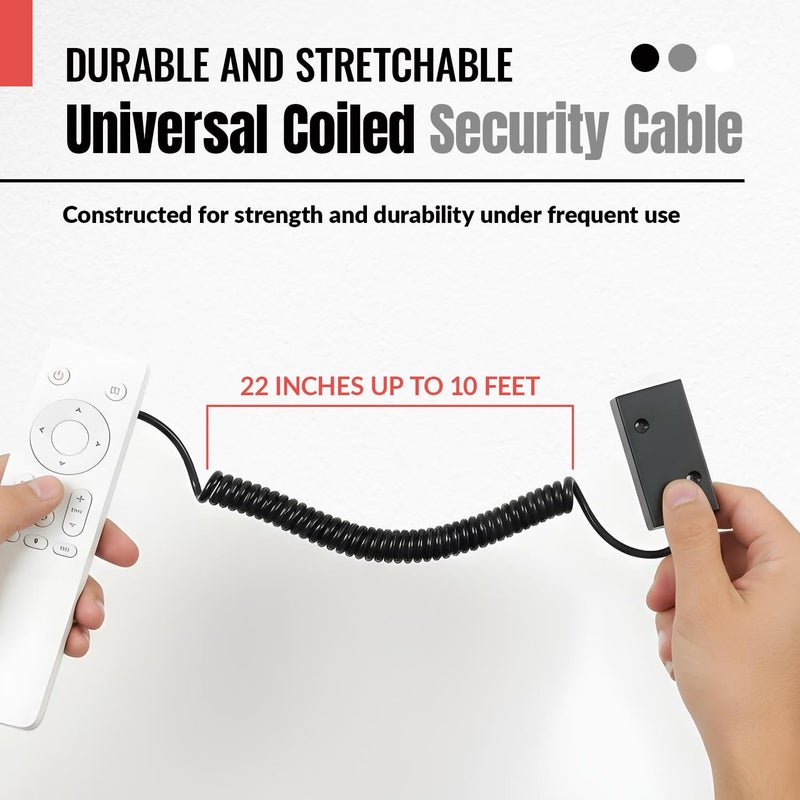 Anderic [5 Pack] Universal Coiled Security Cable Bulk Pricing Available - Remote Control Tether Security Cable Leash with Hook and Loop Fastener Tape and Double-Sided Tape - Anderic - CBL02 - Image 3